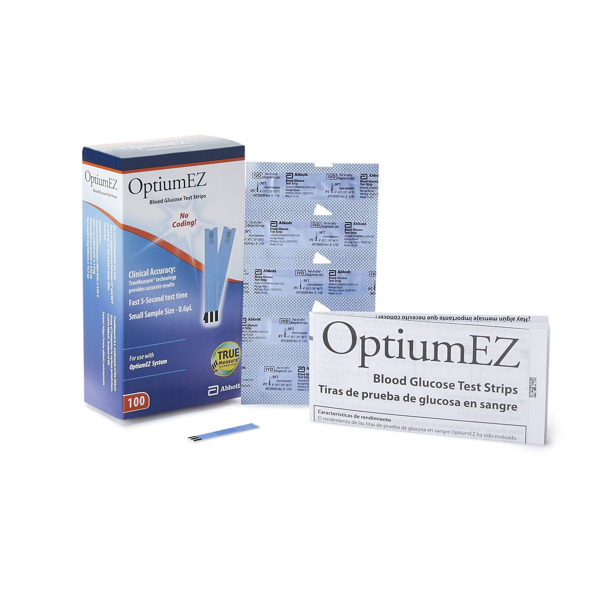 Abbott - Blood Glucose Test Strips Optium EZ® 100 Strips per Pack [600/CS]