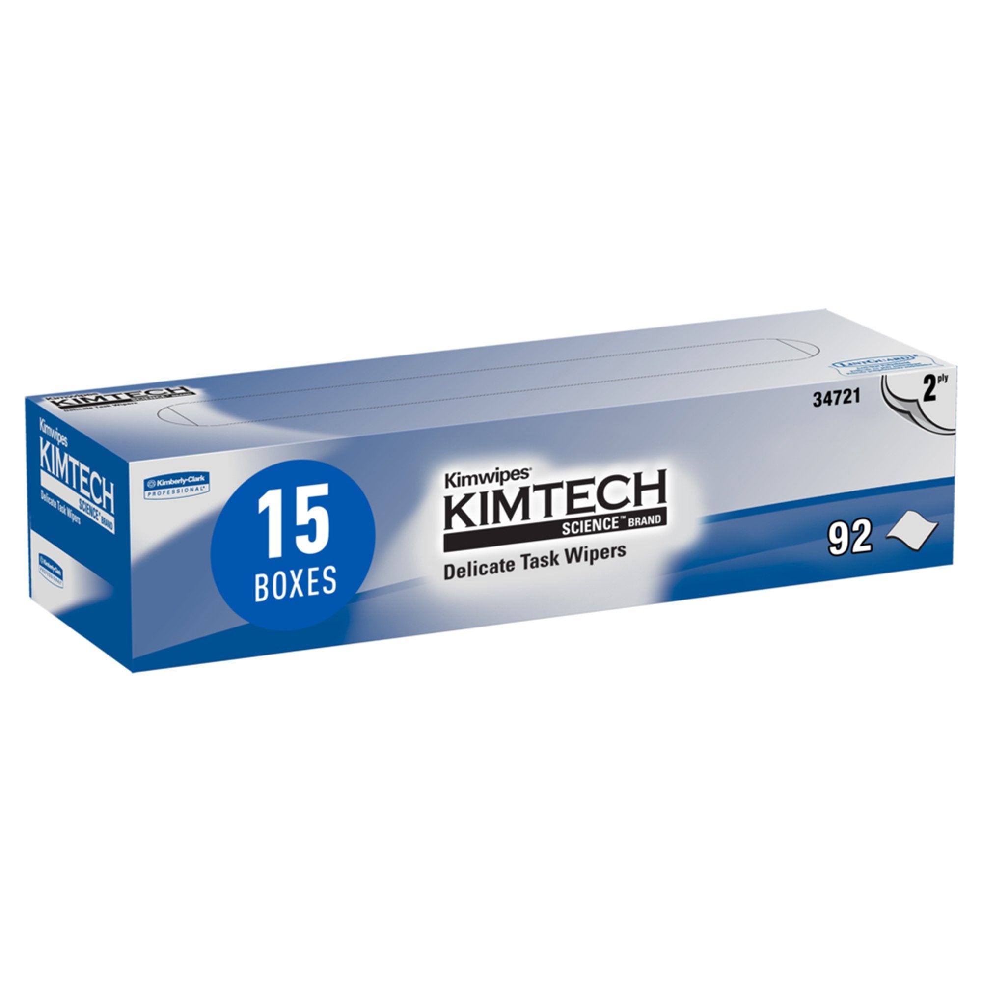 Kimberly Clark - Delicate Task Wipe Kimtech Science Kimwipes Light Duty White NonSterile 2 Ply Tissue 14-7/10 X 16-3/5 Inch Disposable [15/CS]