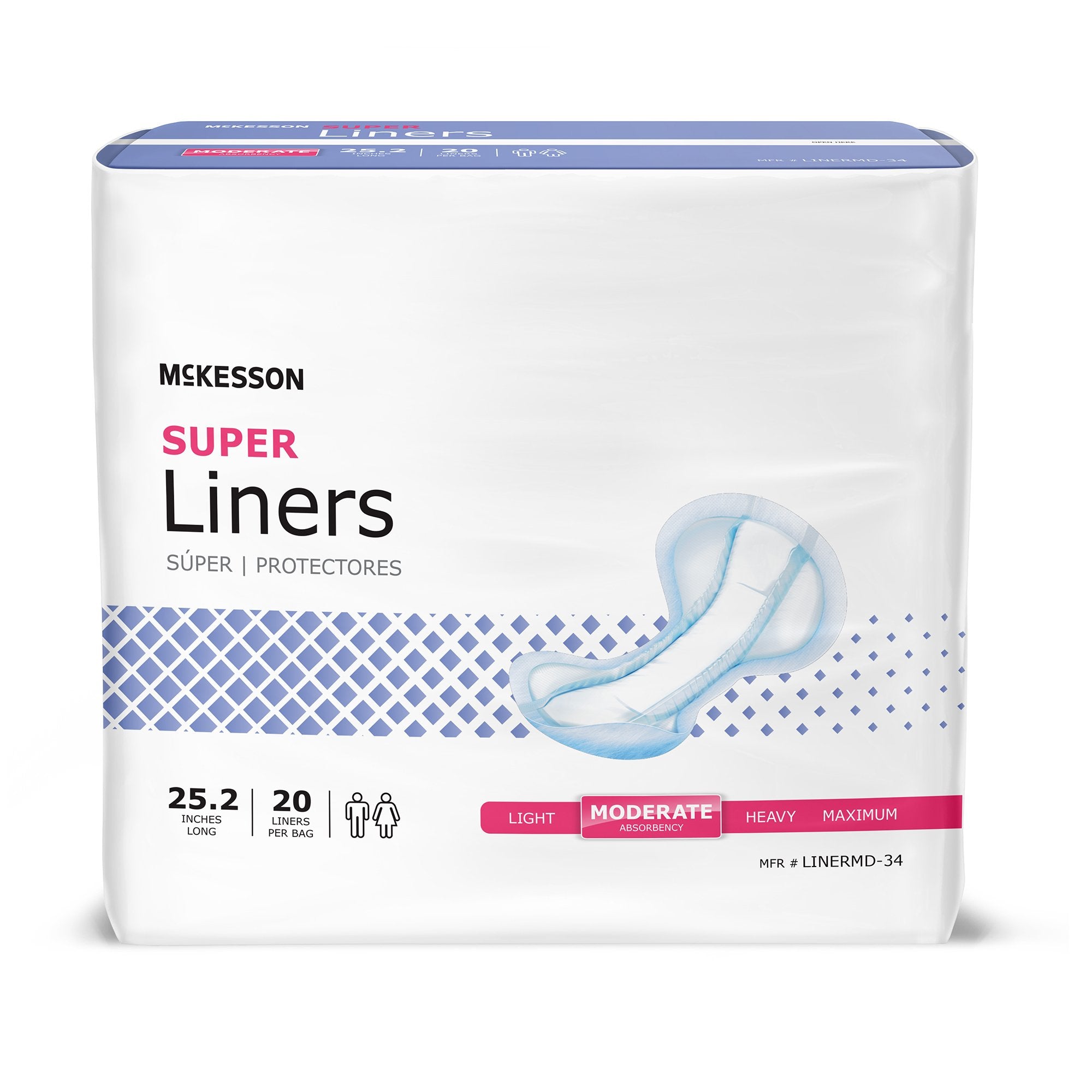 McKesson Brand - Incontinence Liner McKesson Super 25-1/5 Inch Length Moderate Absorbency Polymer Core One Size Fits Most [80/CS]