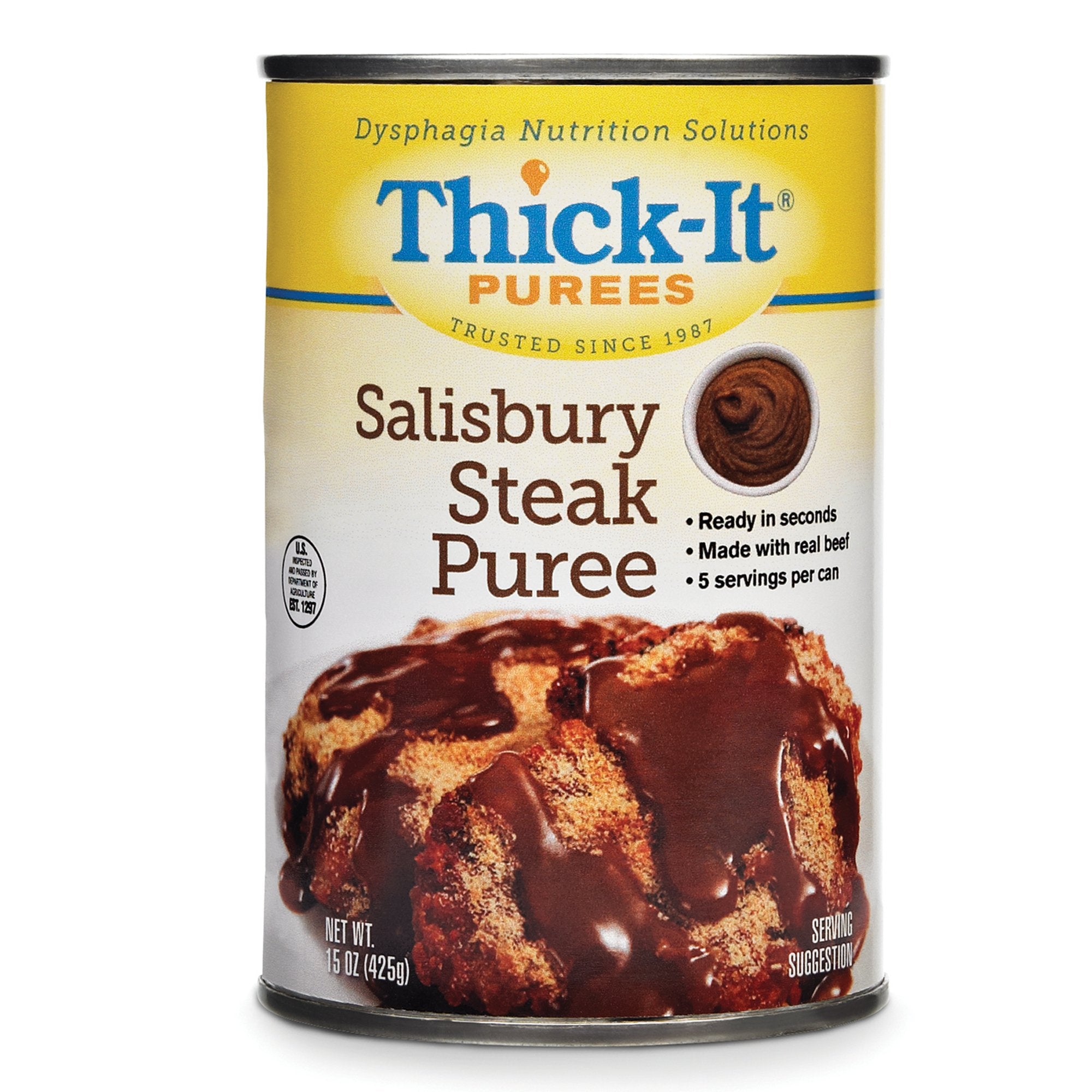 Kent Precision Foods - Thickened Food Thick-It® 15 oz. Can Salisbury Steak Flavor Puree IDDSI Level 4 Extremely Thick/Pureed [12/CS]