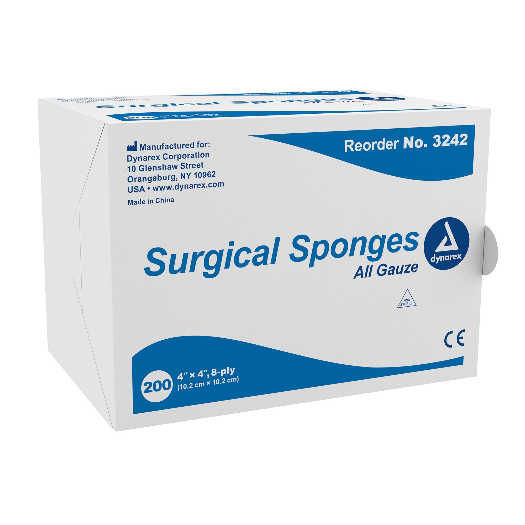 Dynarex - Gauze Sponge Dynarex® 4 X 4 Inch 8-Ply NonSterile 200 per Pack [20/CS]