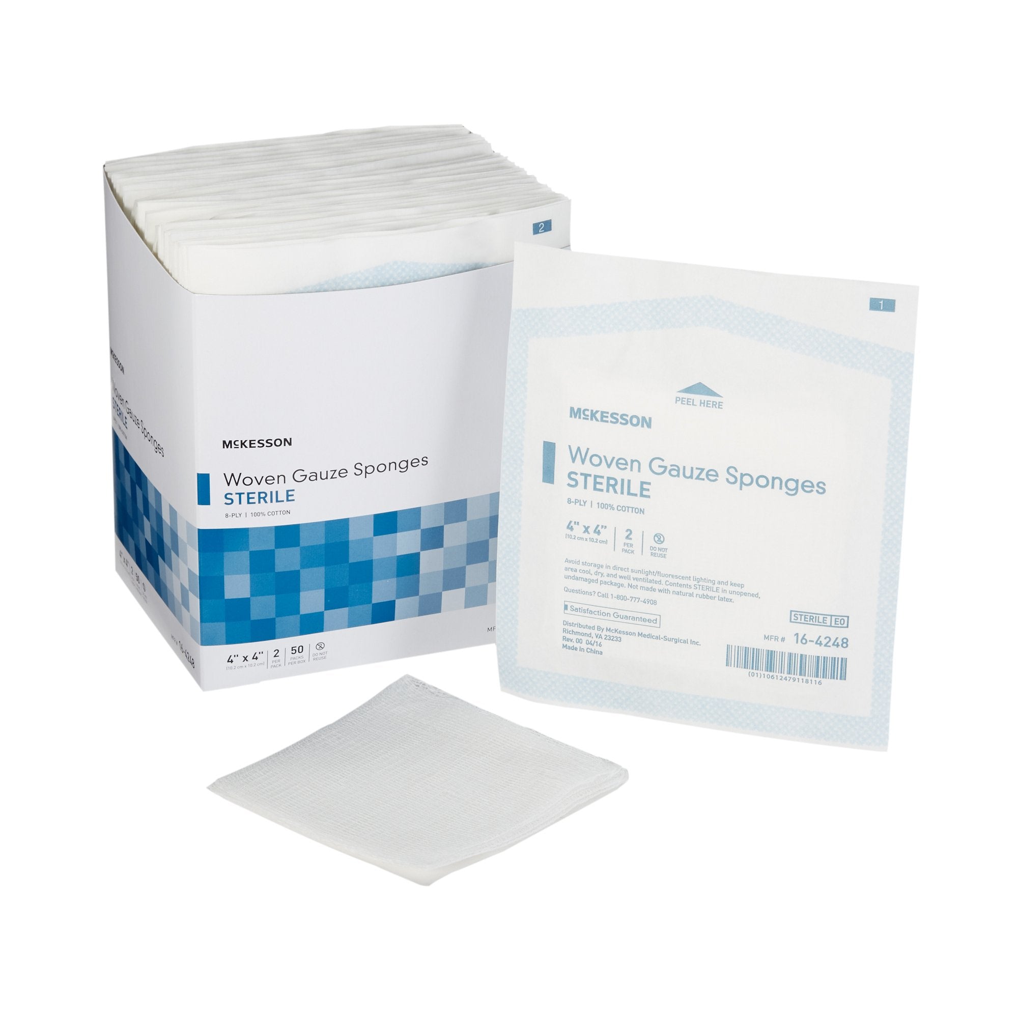 McKesson Brand - Gauze Sponge McKesson 4 X 4 Inch 8-Ply Sterile 2 per Pack [600/CS] (762704_CS)