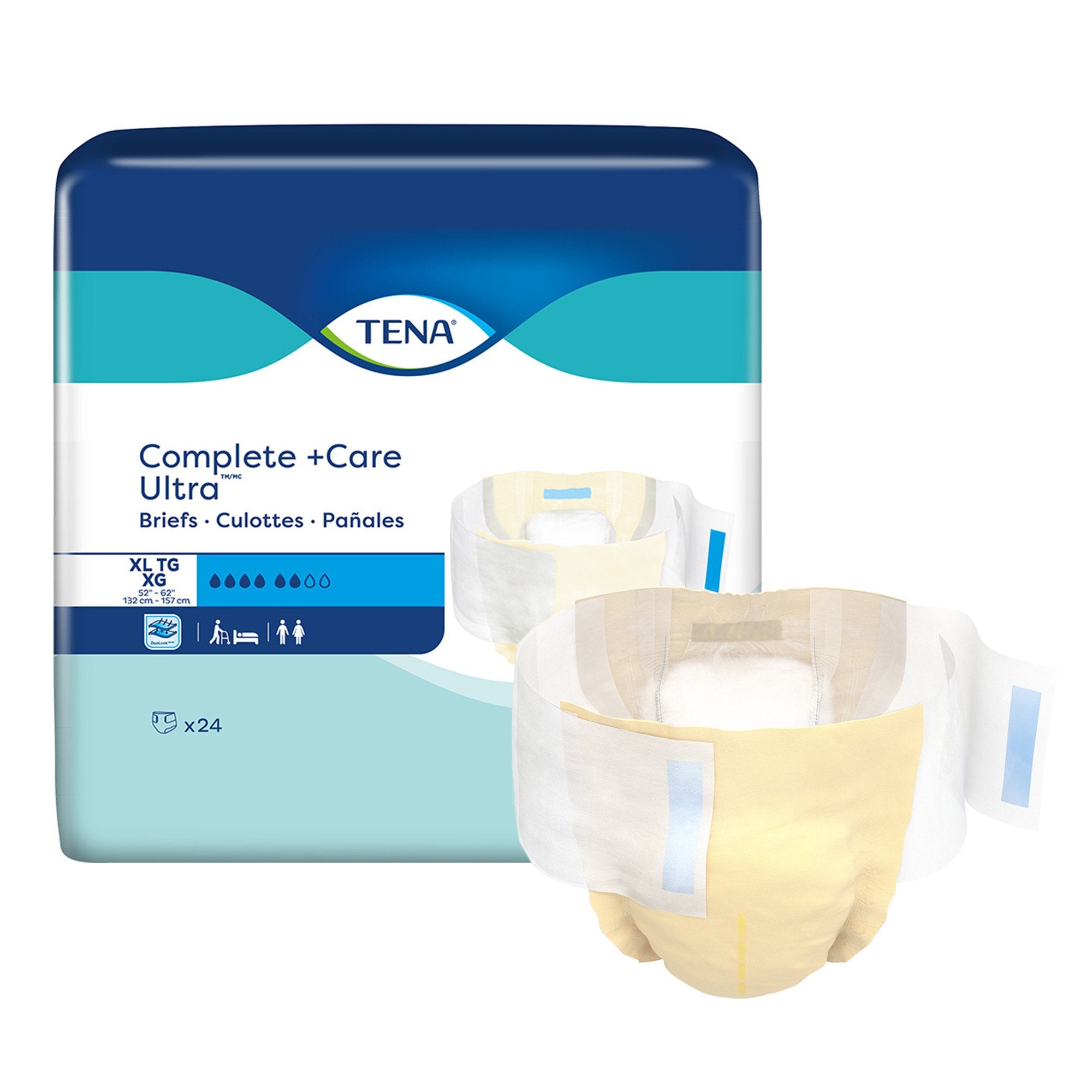 Essity HMS North America Inc - Unisex Adult Incontinence Brief TENA® Complete + Care Ultra™ X-Large Disposable Moderate Absorbency [72/CS]