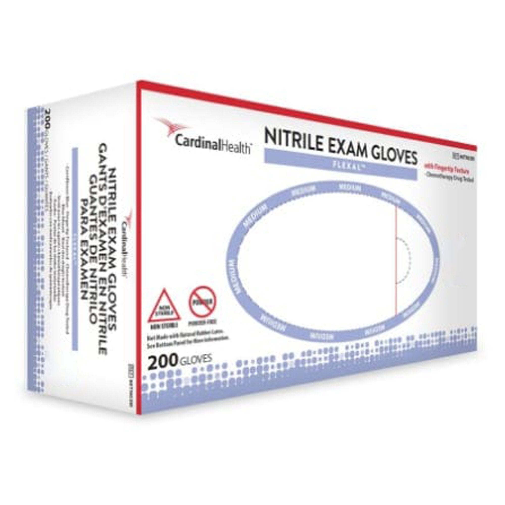 Cardinal - Exam Glove FLEXAL™ Nitrile Small NonSterile Nitrile Standard Cuff Length Textured Fingertips Blue Chemo Tested [2000/CS]