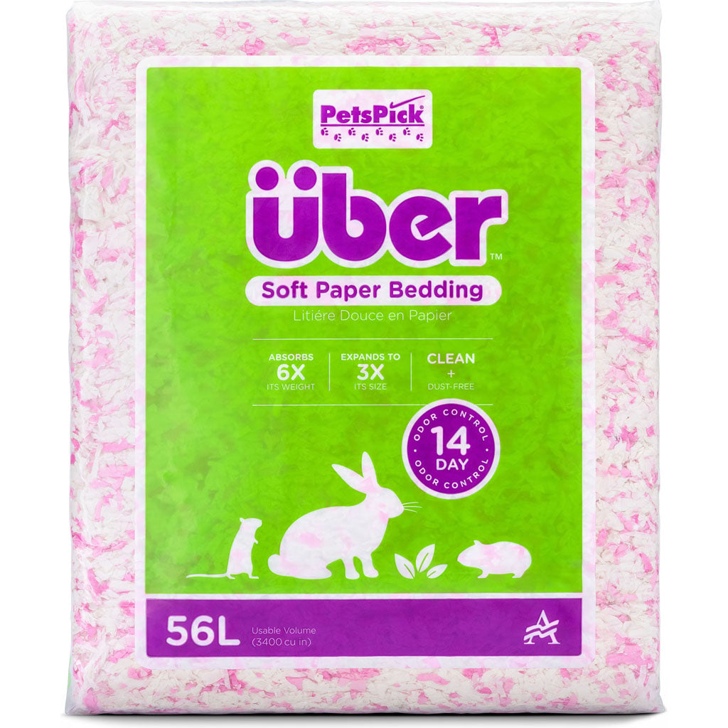 Uber Soft Paper Pet Bedding (PINK/WHITE, 56 L)