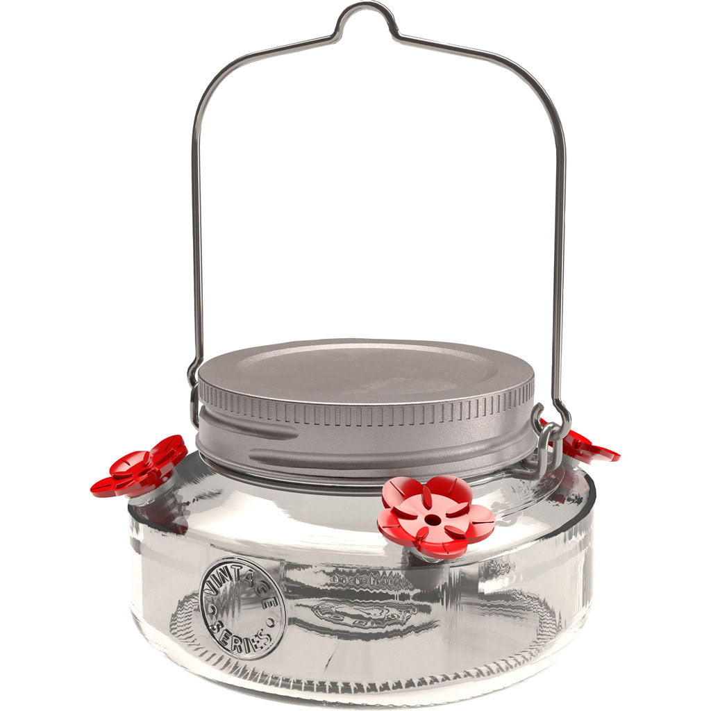 Vintage Mini Mason Jar Glass Hummingbird Feeder (ASSORTED, 12 OZ)
