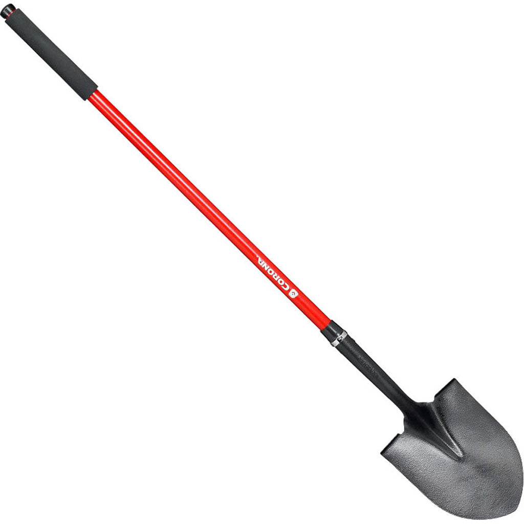 Fiberglass Handle Round Point Shovel (RED, 48 IN)