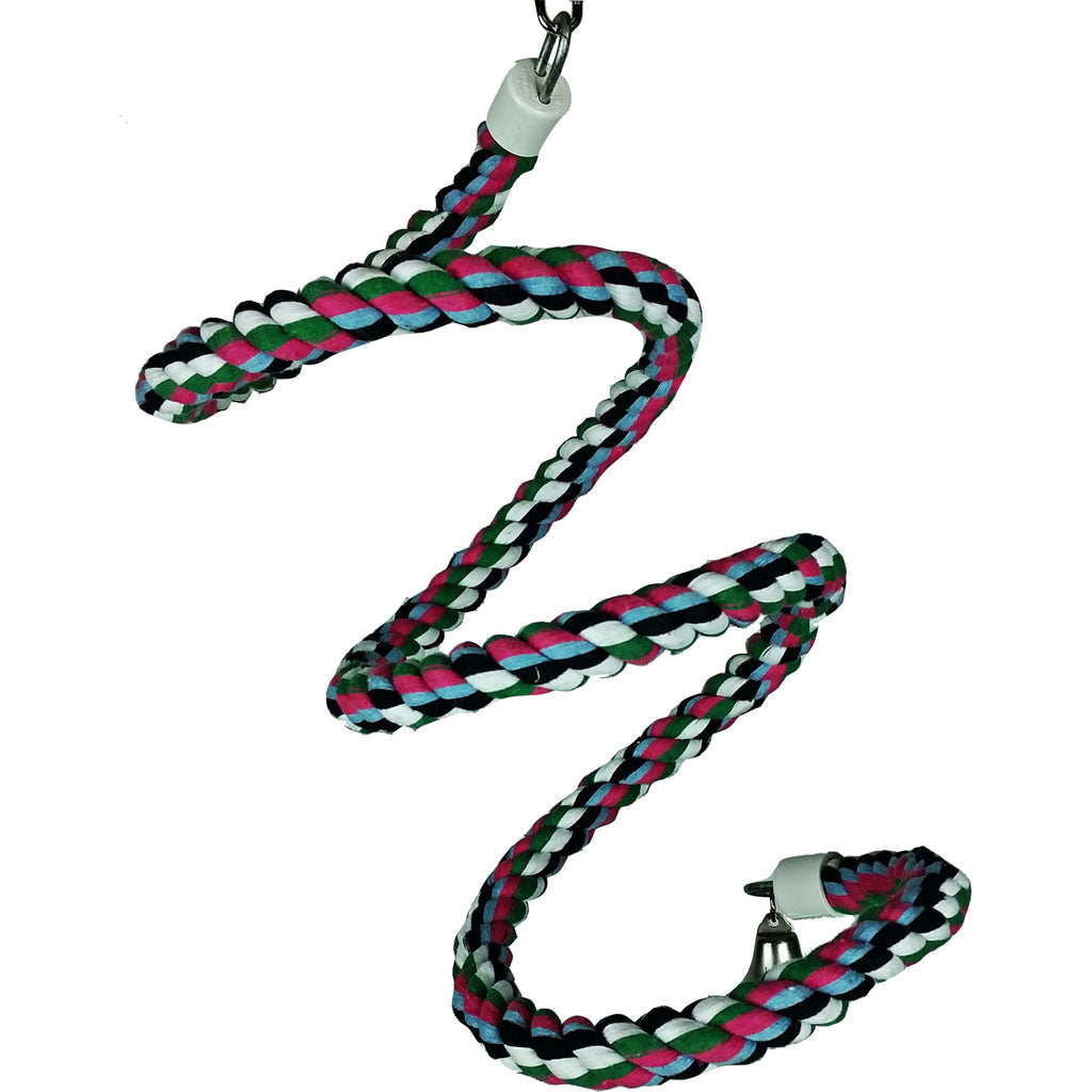 Happy Beaks Cotton Rope Boing W/Bell Bird Toy (.75X66 IN)