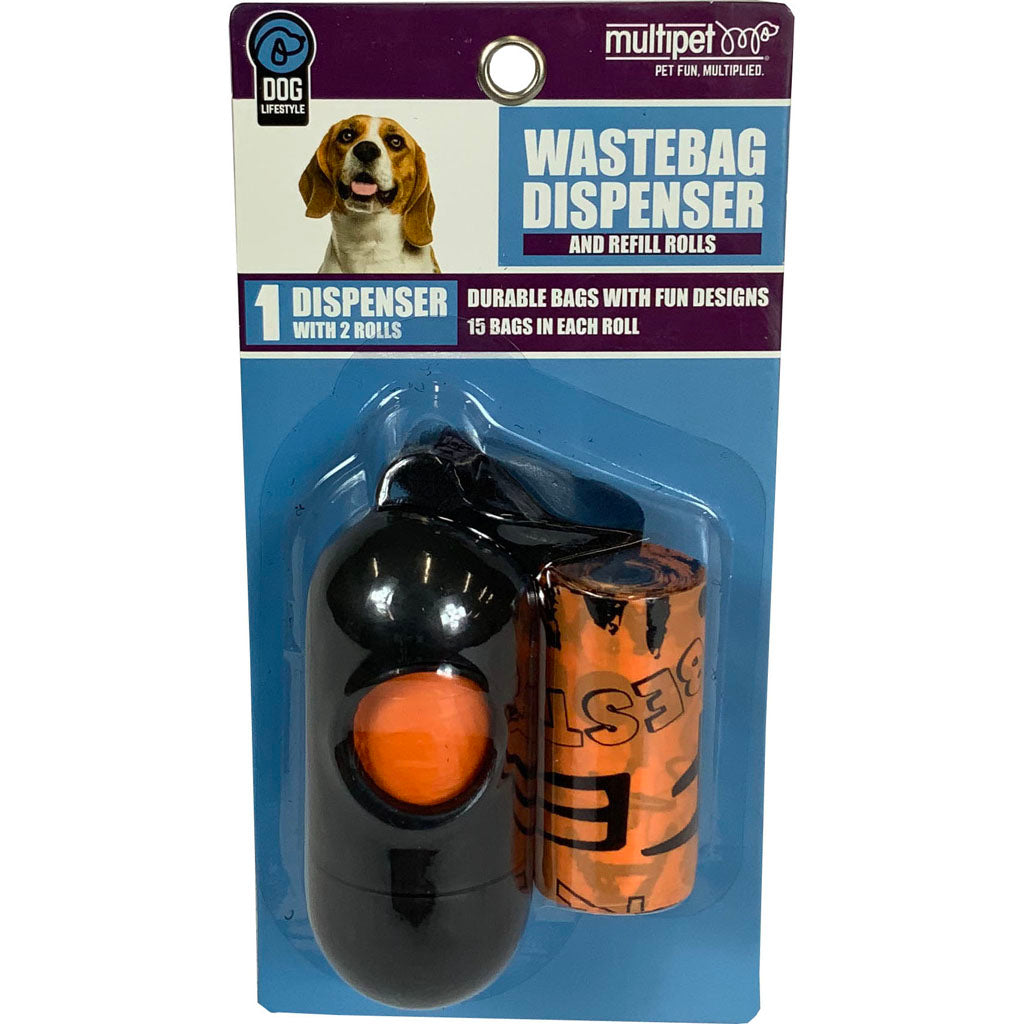 Multipet Word Print Waste Bags Holder W/2 Rolls