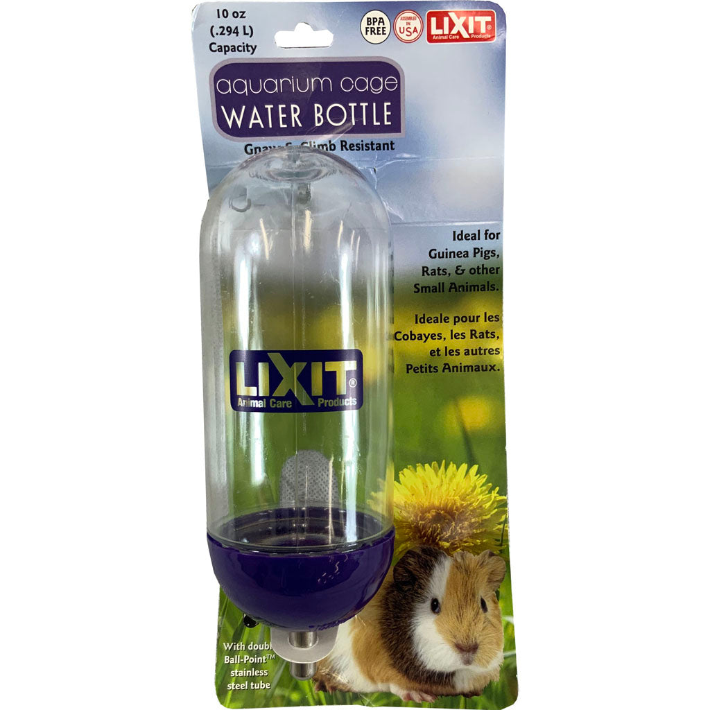 Aquarium Cage Guinea Pig Water Bottle (CLEAR/PURPLE, 10 OZ)