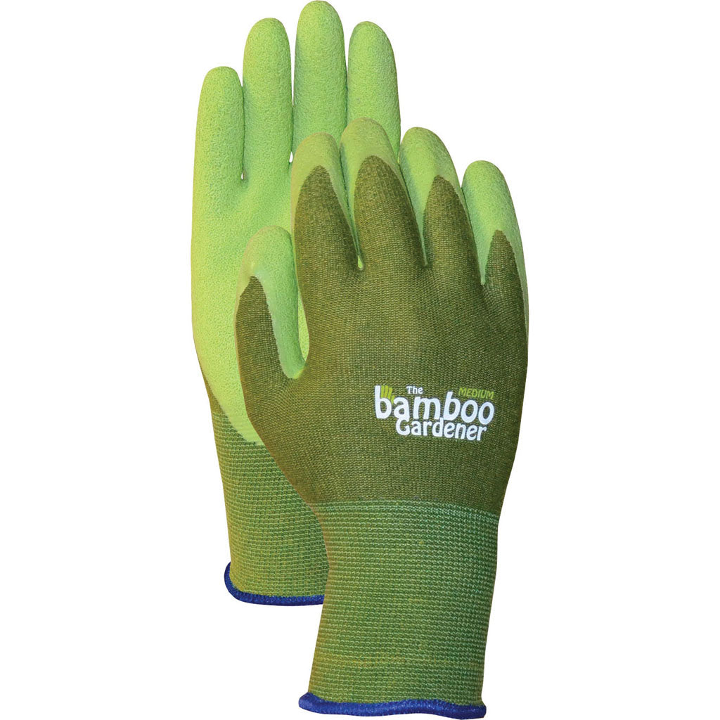 Bellingham Bamboo Gardener Rubber Palm Gloves (GREEN, LG)