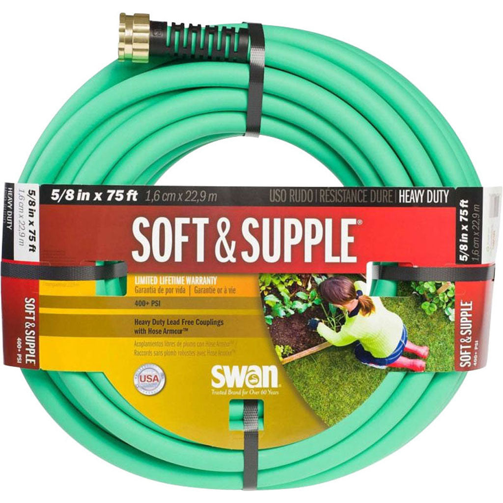 Swan Soft & Supple Premium Garden Hose (GREEN, 5/8 IN X 75 FT)