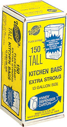 Flex-O-Bag Tall Kitchen Bags (WHITE, 13 GAL-150 CT)