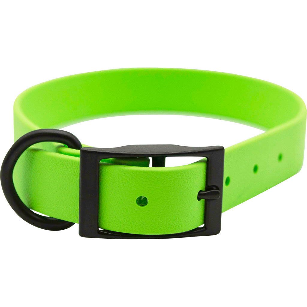 Zeta Biothane Dog Collar W/ Blk Hardware (LIME GREEN, 1 X 22 IN)
