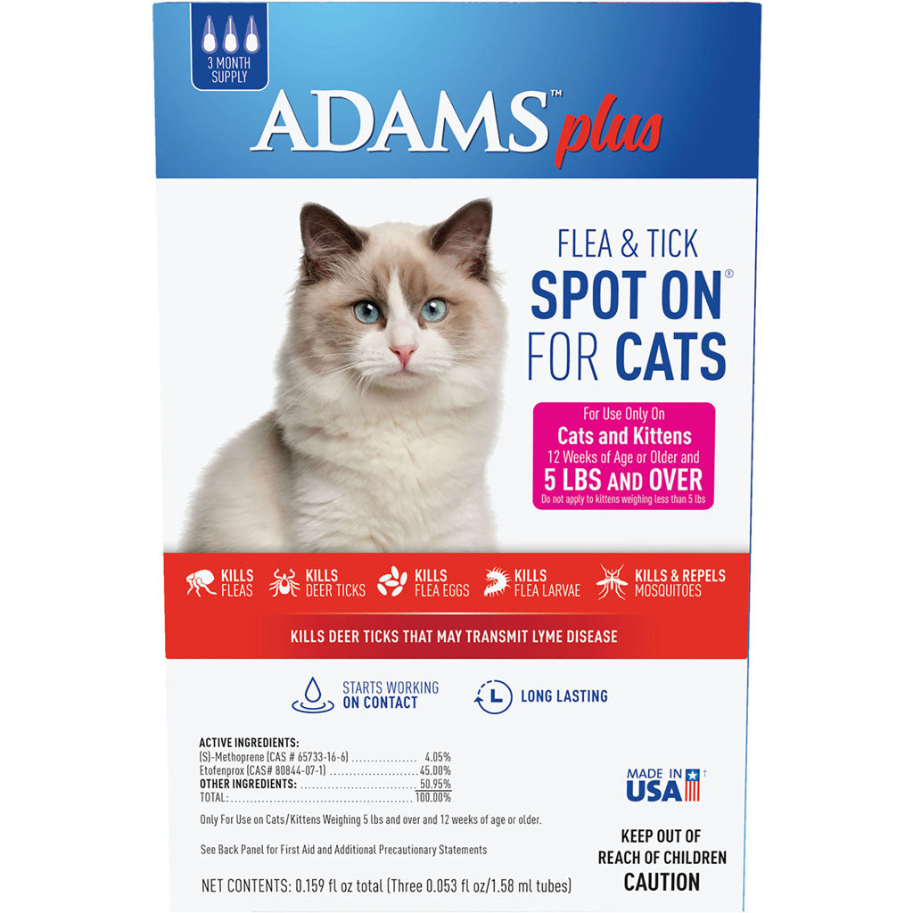 Adams Plus Flea & Tick Spot On For Cats (> 5 LB)