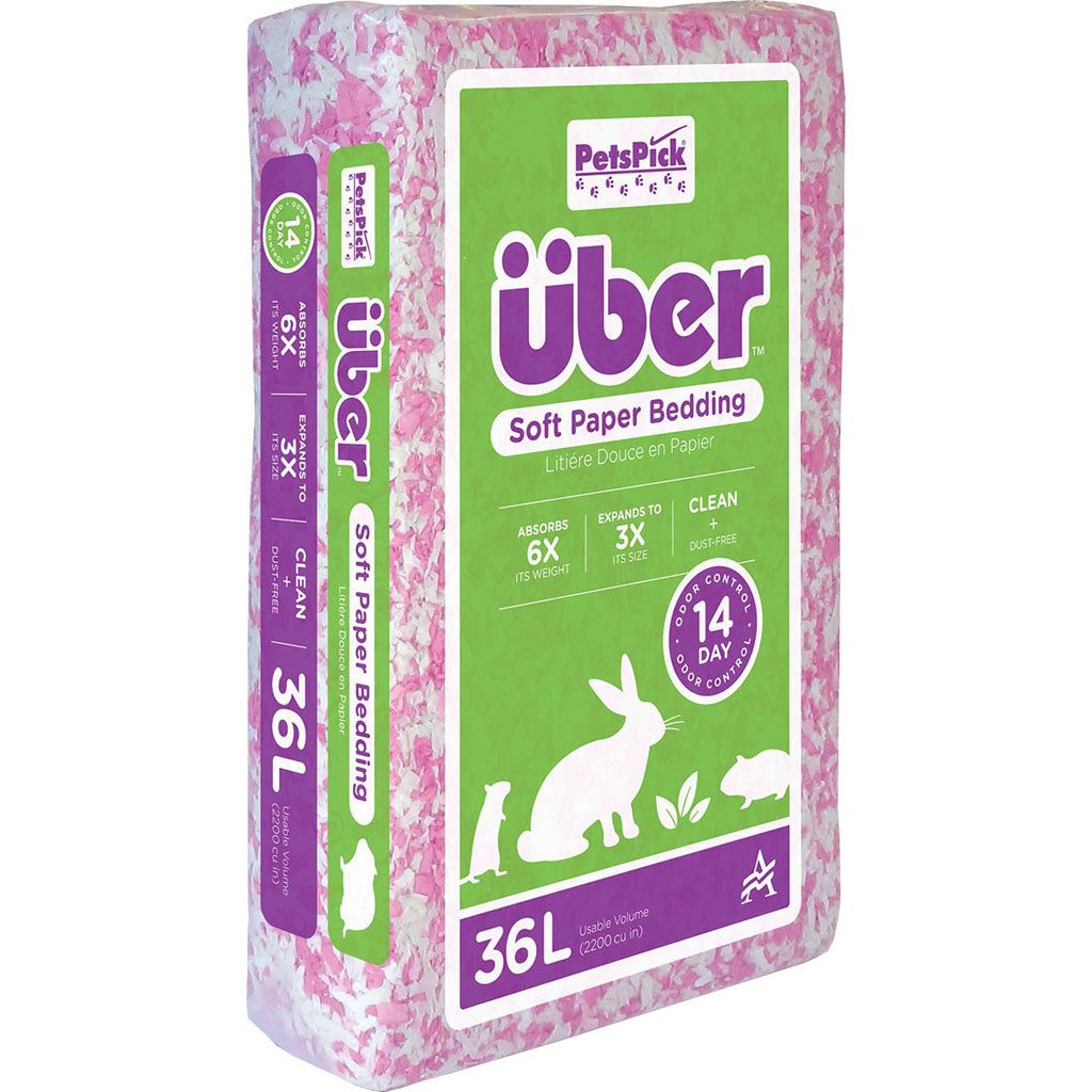 Uber Soft Paper Pet Bedding (PINK/WHITE, 36 L)