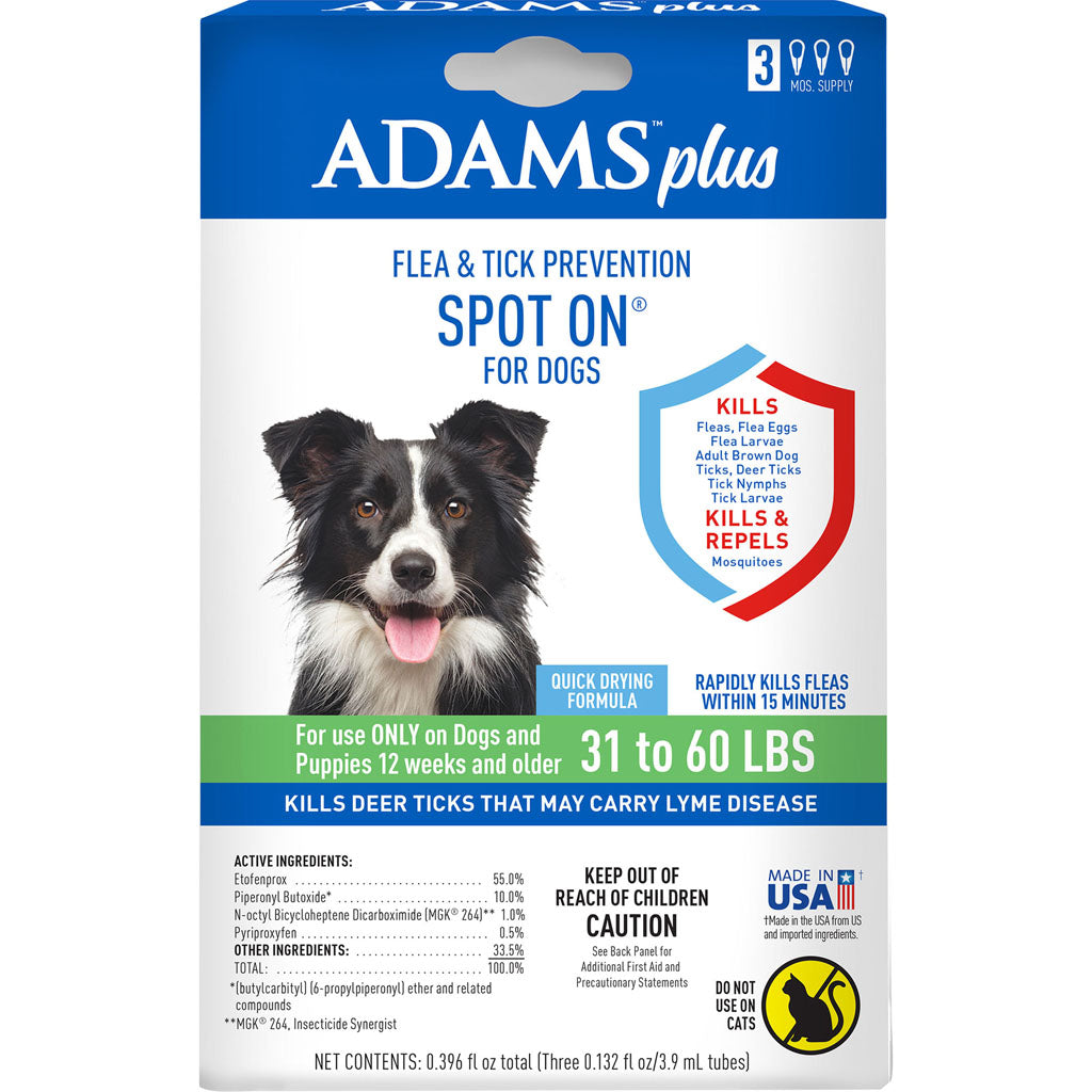 Adams Plus Flea & Tick Spot On For Dogs (31-60 LB-3 PK)