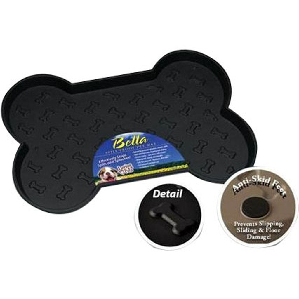 Bella Spill Proof Bone Shaped Place Mat (BLACK, LG)