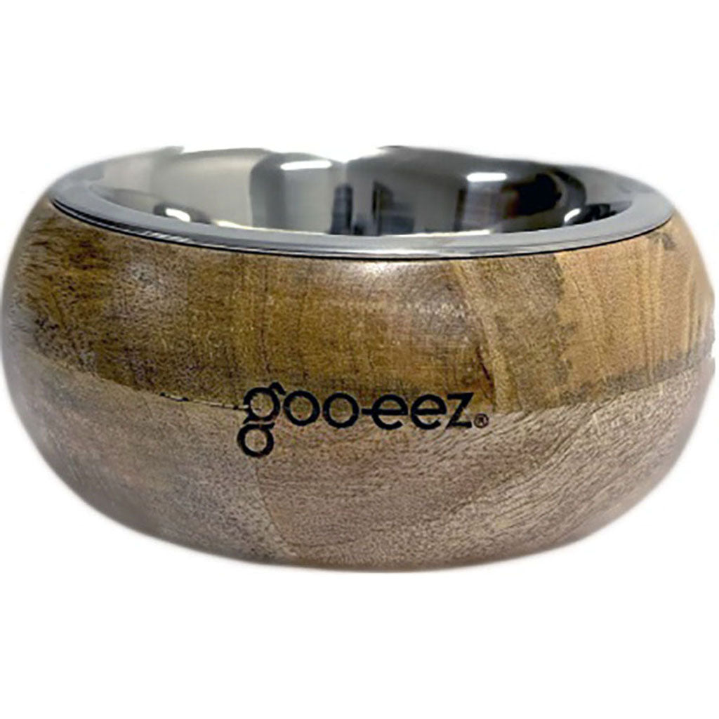 Goo-Eez Rounded Mango Wood Bowl (STAINLESS STEEL, MD)