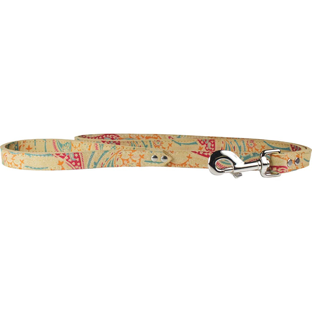 Leather Paisley Dog Leash (SAND, 3/4X4FT)