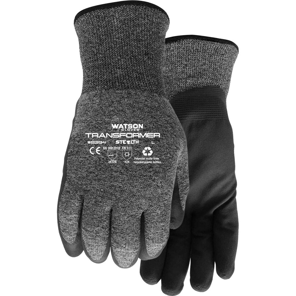 Watson Gloves Mens Stealth Transformer Wastenot (BLACK, LG)