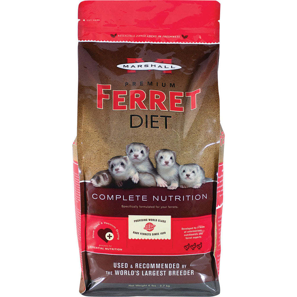 Marshall Premium Ferret Diet Complete Nutrition (PET W/ GUSSET, 6 LB)
