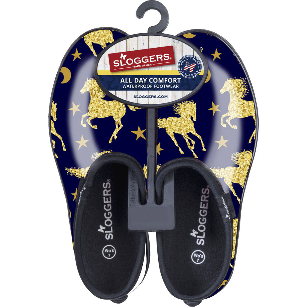Sloggers Womens Waterproof Comfort Shoe (HORSE STAR BLUE, SZ 10)