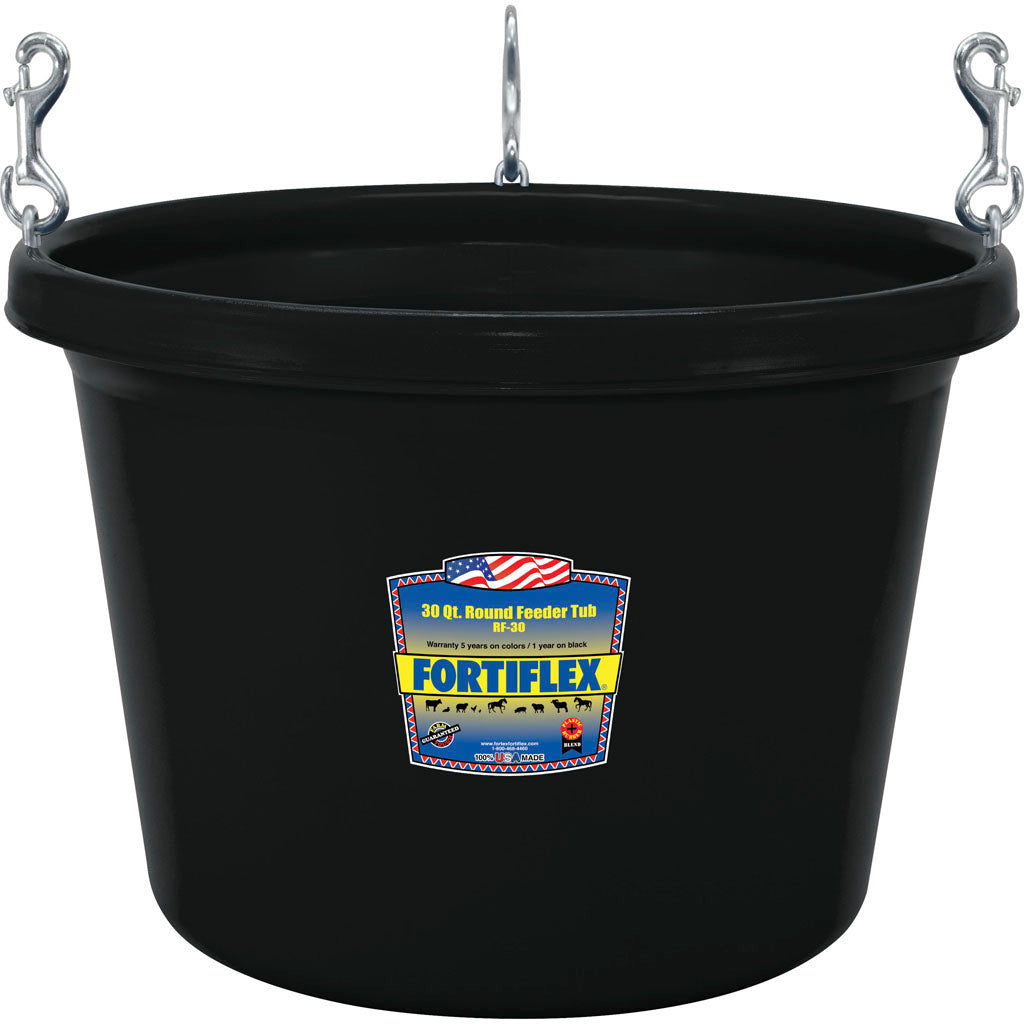 Fortiflex Round Stall Feeder (BLACK, 30 QT)