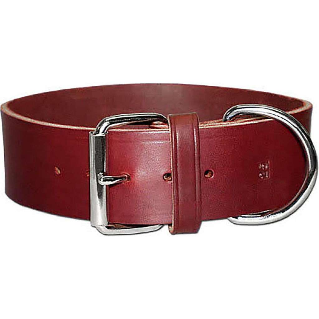 Latigo Leather 1 Ply Dog Collar (BURGUNDY, 2 X 27 IN)