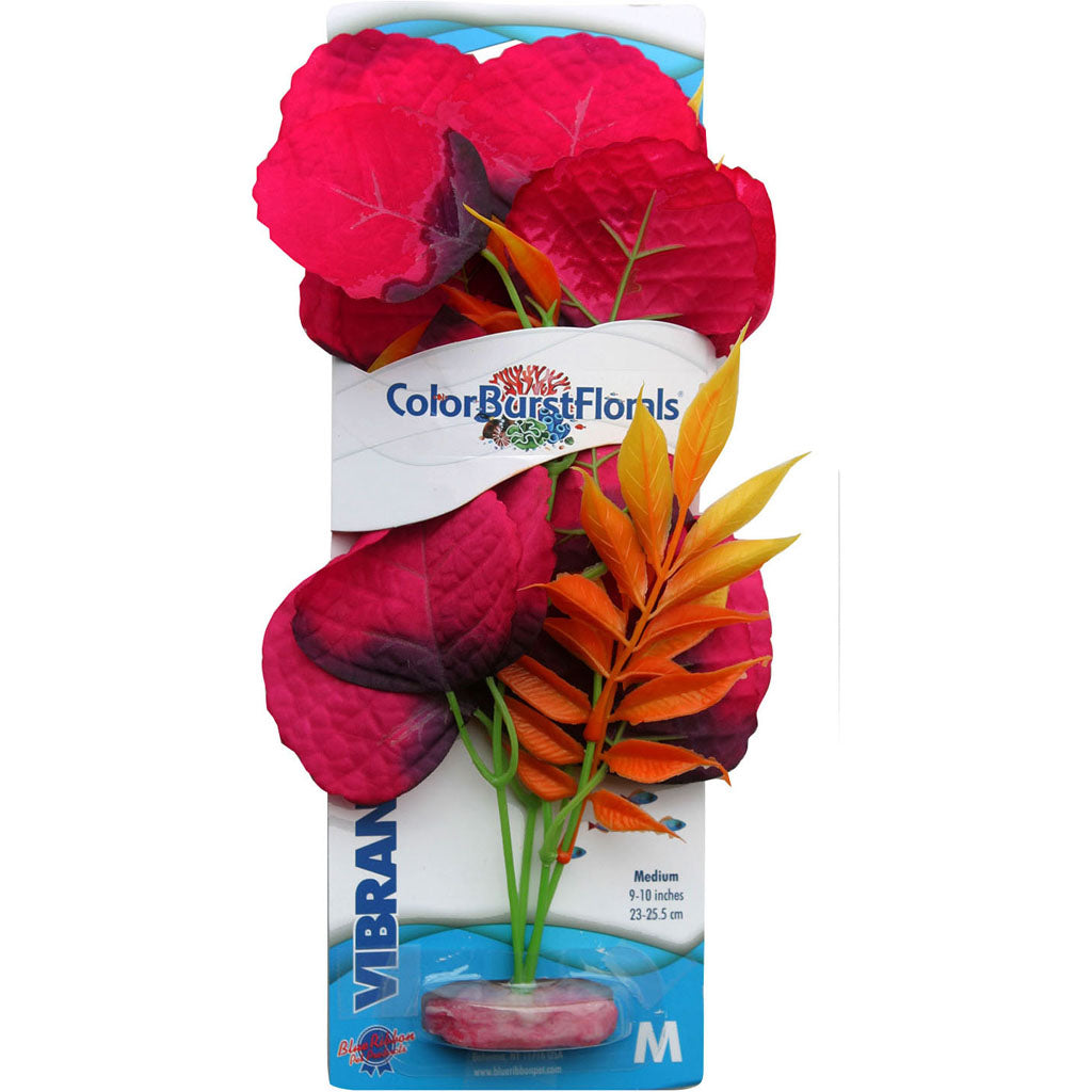 Color Burst Florals Melon Leaf Silk Style Plant (RED, MD)