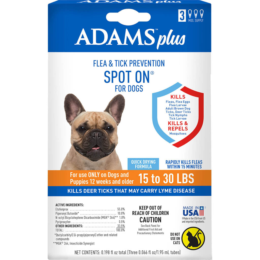 Adams Plus Flea & Tick Spot On For Dogs (15-30 LB-3 PK)