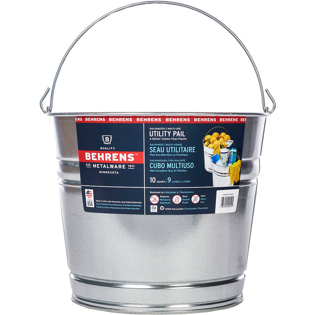 Galvanized Steel Utility Pail (GALVANIZED STEE, 10 QT)