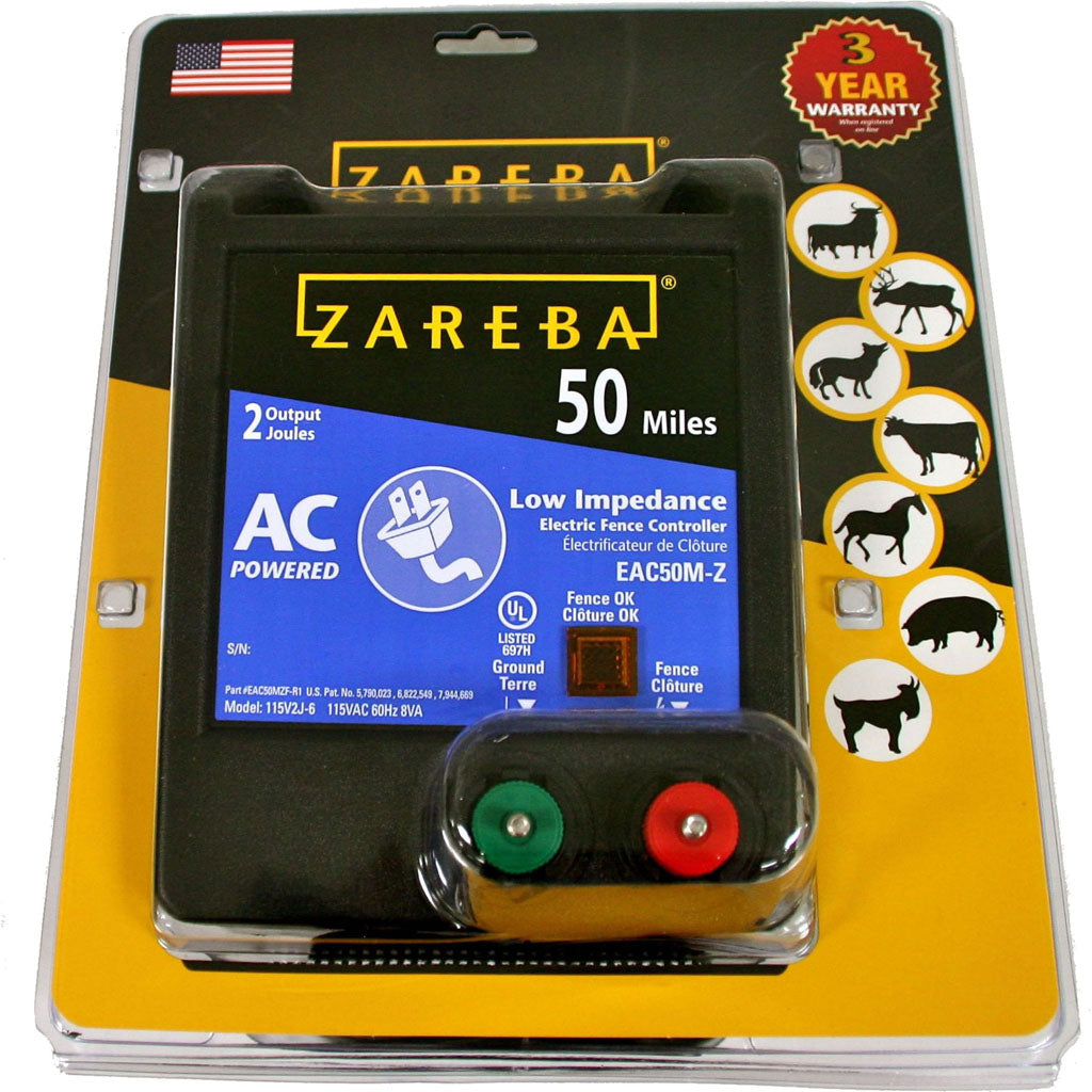 Zareba Ac Low Impedance Electric Fence Charger (BLACK, 50 MILE)