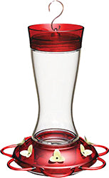 Garnet Glass Hummingbird Feeder W/Ant Moat (RED, 20 OZ CAP)