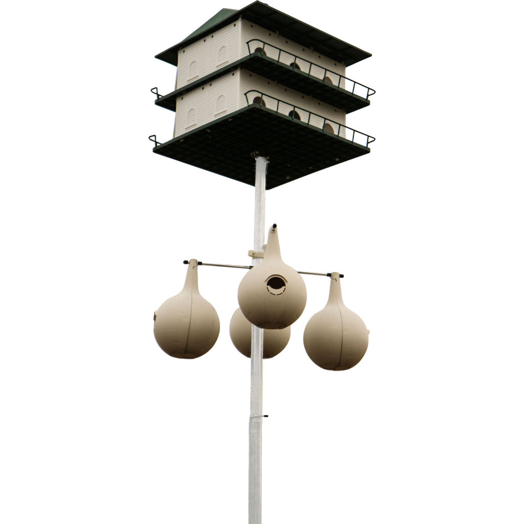 Purple Martin House Pole W/Gourd Rack Kit (WHITE, 15 FT)