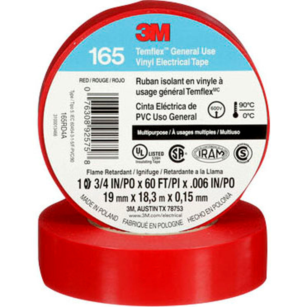 Economy Vinyl Electrical Tape (RED, 3/4 IN X 60 FT)