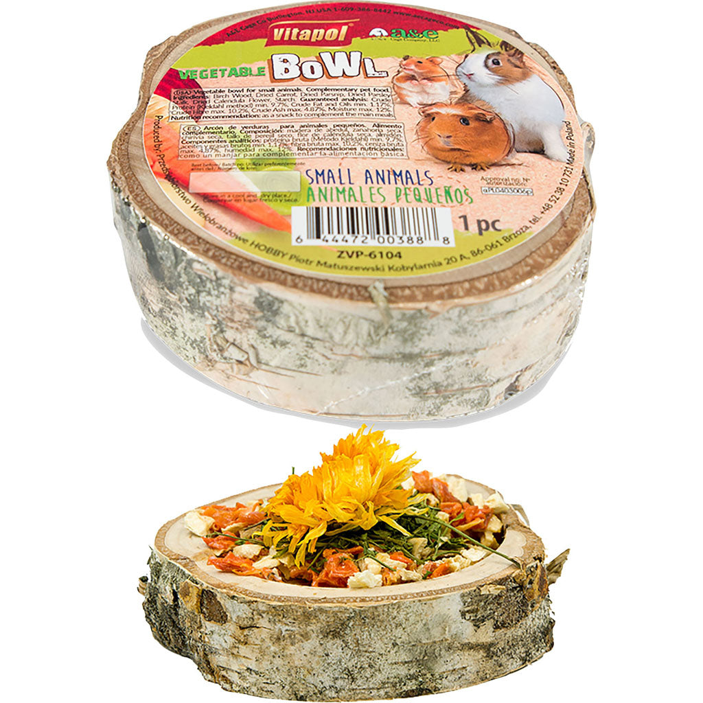 Vitapol Small Animal Wood Treat Bowl (VEGETABLE, 4.5 IN)