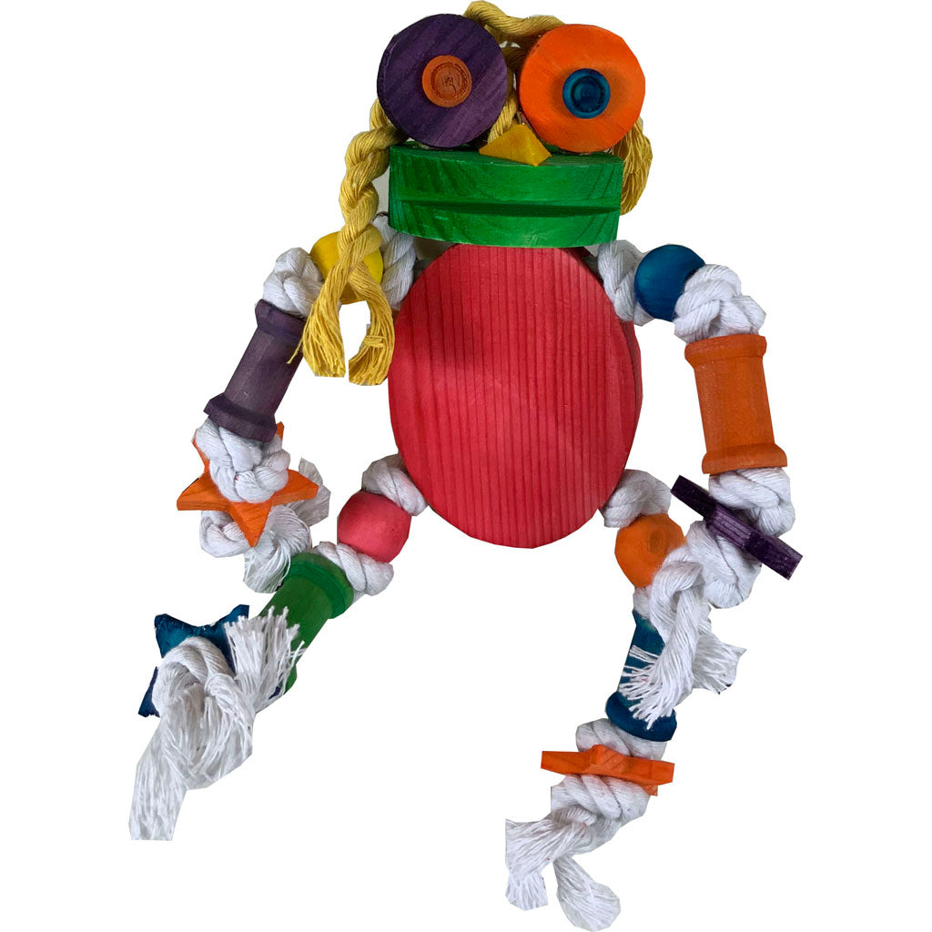 Happy Beaks Silly Wood Frog Bird Toy (11X12 IN)