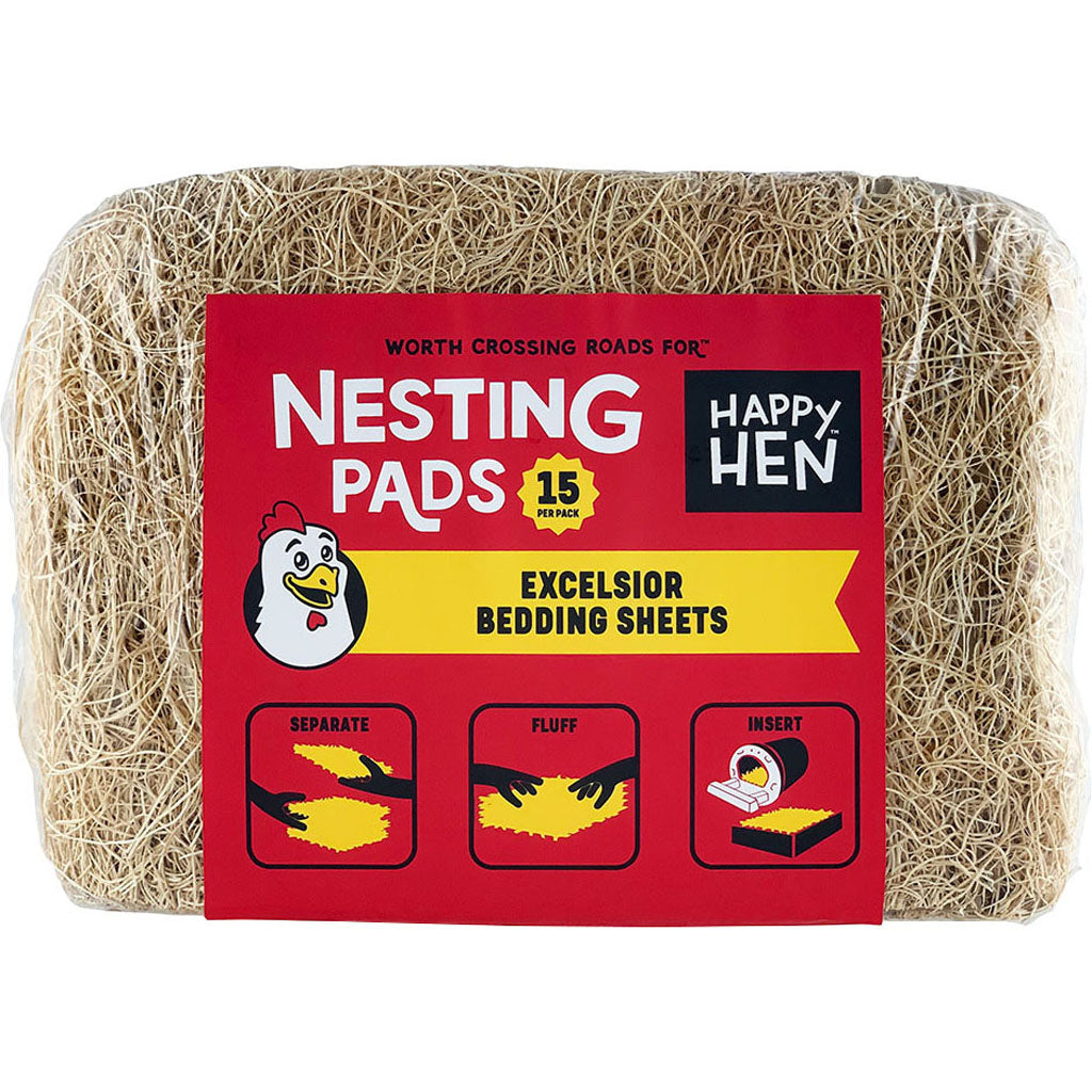 Happy Hen Excelsior Nest Box Bedding Pads (BROWN, 9.5X12 IN-15 CT)