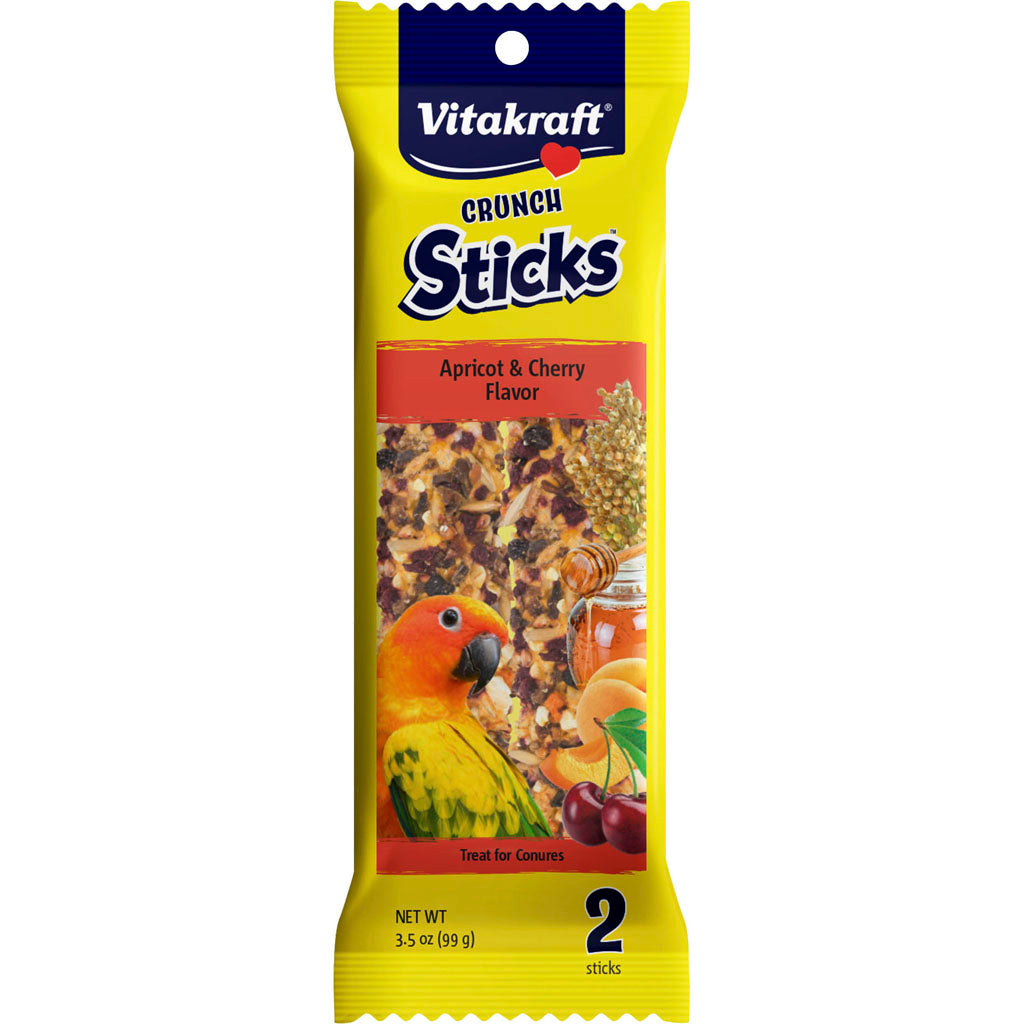Vitakraft Crunch Sticks Parrot Treats (APRICOT/CHERRY, 5.5 OZ)
