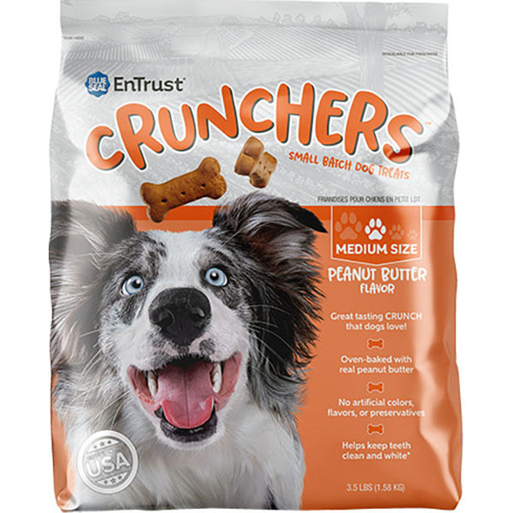 Blue Seal Entrust Crunchers Small Batch Dog Treats (PEANUT BUTTER, MEDIUM - 3.5 LB)