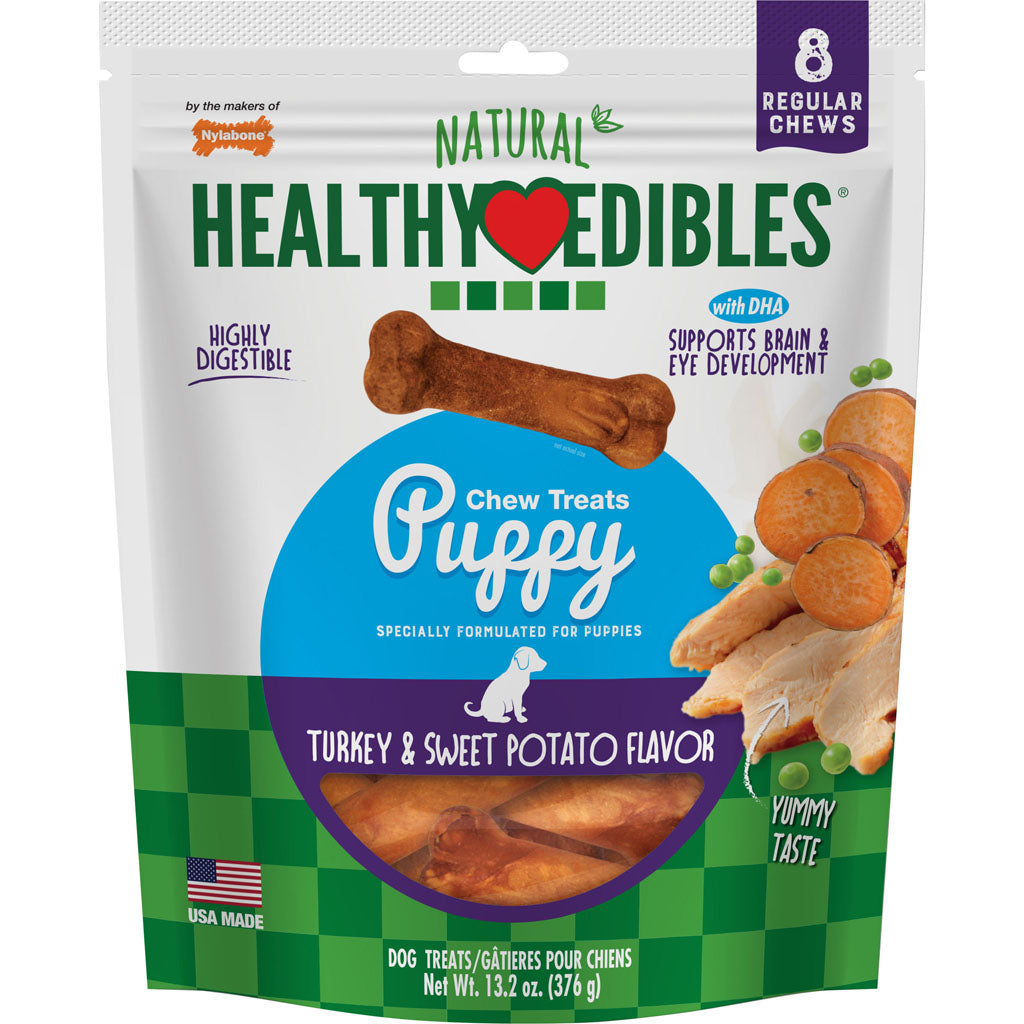 Healthy Edibles Puppy Natural Chew (TURKEY/SWEET PO, REG-8 PK)