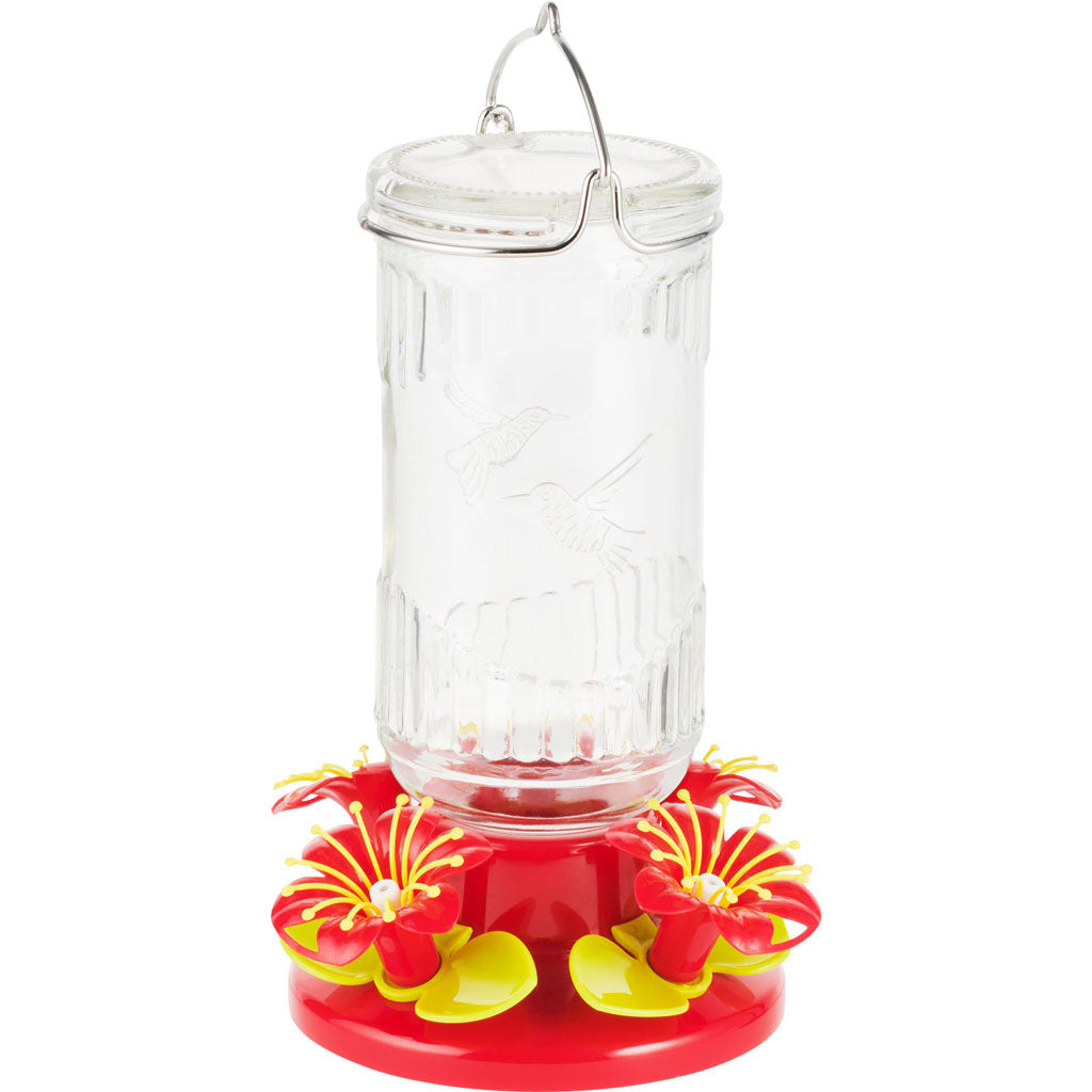 Stargazer Glass Hummingbird Feeder (RED/YELLOW, 26 OZ)