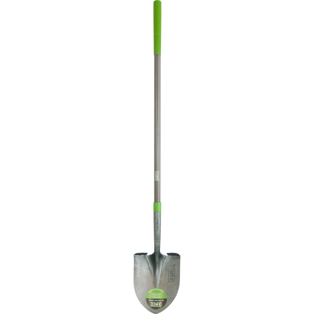 Ames Round Shovel W/Long Fiberglass Handle (61 IN)