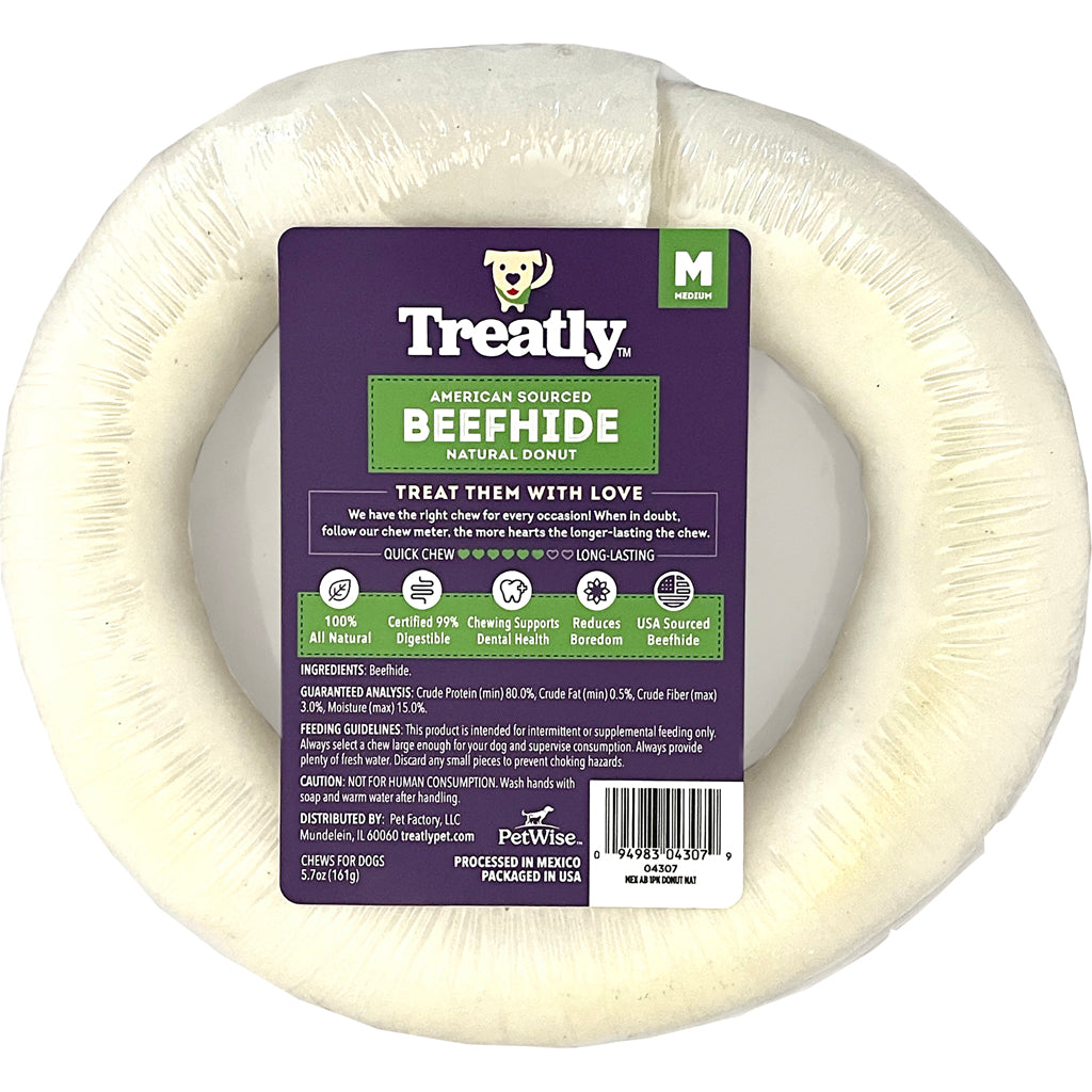 Treatly American Beefhide Donut (NATURAL, 6 IN-1 PK)
