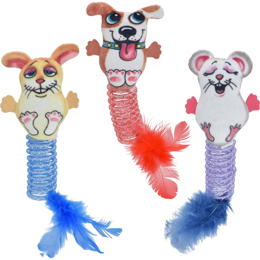 Multipet Catabis High Springers Cat Toys (BLUE/RED/PURPLE, SM)
