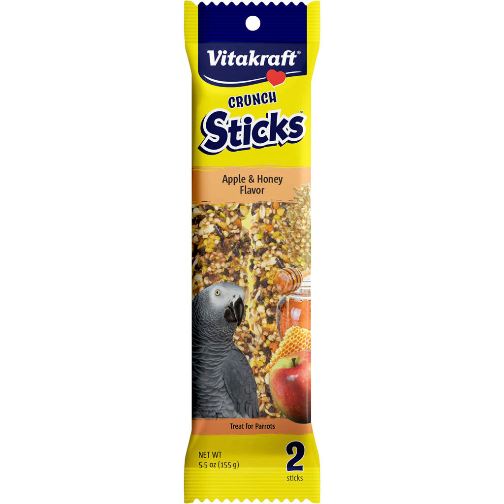 Vitakraft Crunch Sticks Parrot Treats (APPLE/HONEY, 5.5 OZ)