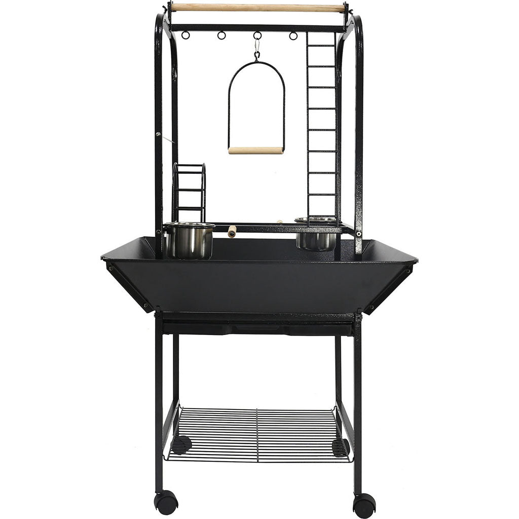 A&E Parrot Play Stand With Ladders And Toy Hooks (BLACK, 26X25X48 IN)