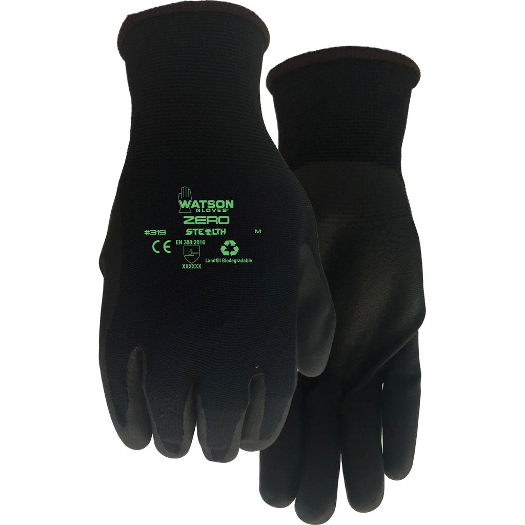 Watson Gloves Mens Stealth Zero Wastenot Fabric (BLACK, LG)