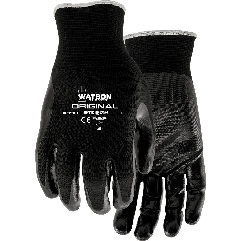Watson Gloves Mens Stealth Original Nitrile (BLACK, MD)